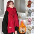 Winter Thickened Thermal Knitted Scarf for Women Men Solid Color Korean Warmer Long Size Scarve Christmas New Year Gifts Unisex. 