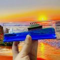 Titanic Cruise Iceberg Fluid Liquid Wave Toys Floating Toy Sculpture Stress Management Calm Relaxing Home Decor. 