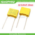 10pcs 220nF capacitor X2 capacitor 275VAC Pitch 275V 10mm X2 Polypropylene film capacitor 0.22uF. 