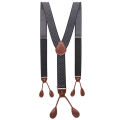 Unisex Vintage Suspenders Men Braces Adjustable 6 Button Suspender Elastic Y-Shape Strap Pants Trousers Brown Leather PU. 