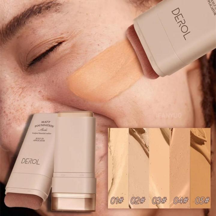 Paste Matte Foundation Stick With Brush 10.4*4.6cm Concealer Stick Makeup Base for Daily Use Professional Makeup Sensitive Skin