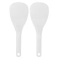 2X Kitchen Dotted White Plastic Flat Rice Scoop Paddle Meal Spoon. 