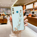 Maitus for Infinix Hot 8 Back Cover Luxury 6D Plating Shiny Bling Cases with Love Heart Bracelet Soft Silicone Square Bumper Mobile Phone Case for Boy Girls. 
