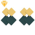 2Pairs Women Fashion Color Block Geometric Square Drop Stud Earrings Jewelry. 