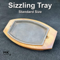 Steak Serving Tray, Sizzling Tray with Wooden Base 8 Inch – Cast Iron Hot Plate for BBQ, Steak & Serving | Durable BBQ Sizzler Plate | BBQ Serving Tray, Hot Plate Cast Iron, Fajita Sizzling Tray, Restaurant Sizzler Plate. 
