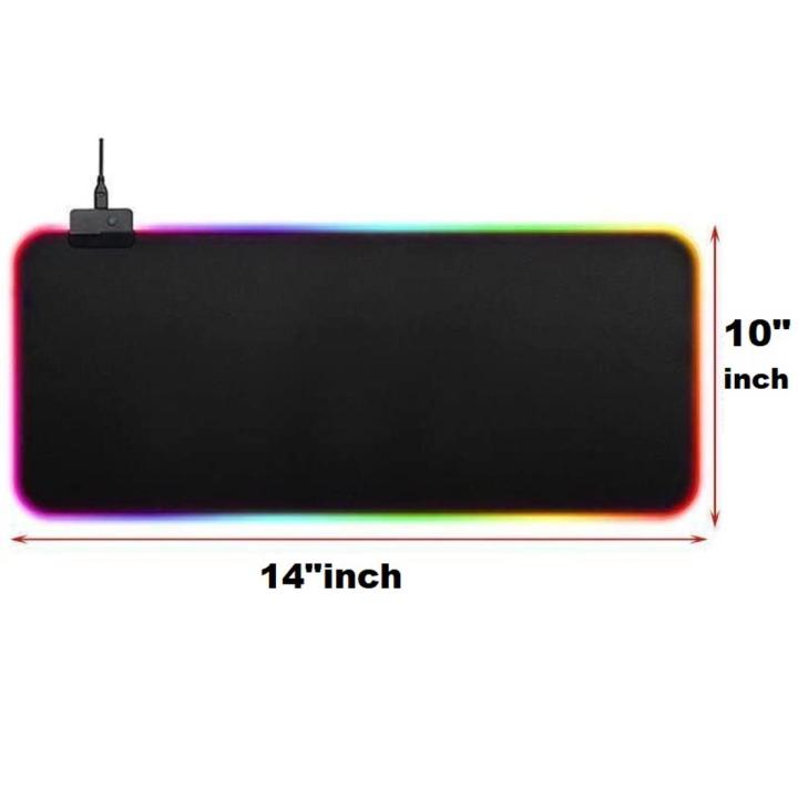 GMS-WT-5 RGB Colorful LED Light Soft Large Gaming Mouse Pad / GMS WT-5 RGB Gaming Mouse Pad 14x10" inch Extended Stitched Edges - 12 Lighting Modes - Braided Cable - Waterproof - Anti-Slip Rubber Base