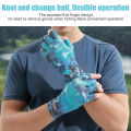 MeterMall 1 Pair Men Outdoor Camouflage Fishing Gloves Professional Sunscreen High Elastic Non-slip Half Finger Gloves. 