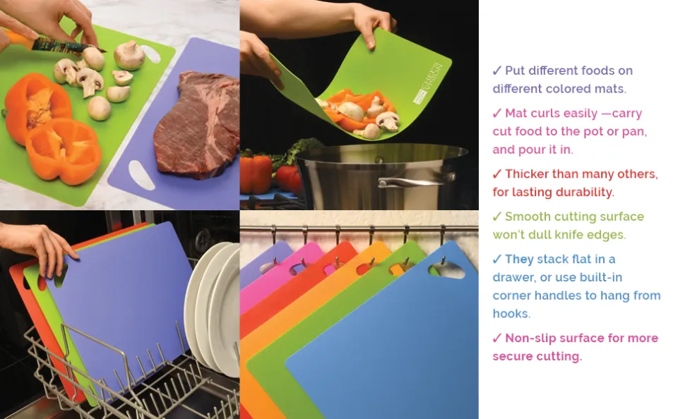 7 Pieces Flexible Cutting Boards, BPA Free Plastic Cutting Boards For