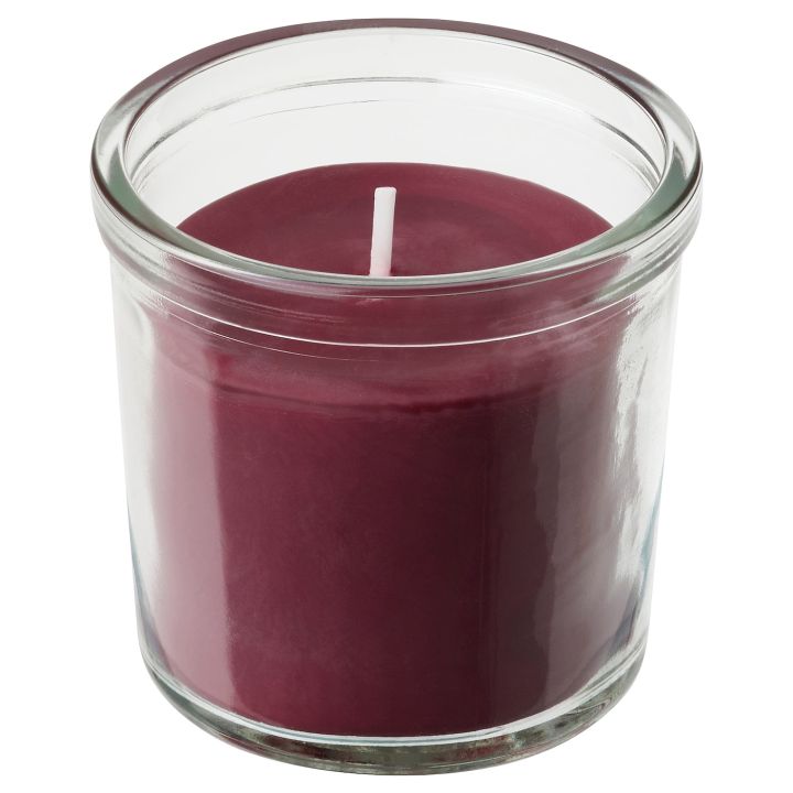 Scented candle in glass Ikea Berries/red, 40 hr