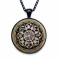 Tibetan Buddhist Mandala Necklace Sacred Geometry Jewelry Spiritual Men Black Men's Mandala Pendant. 