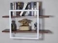 PVC BOX  WALL HANGING SHELF WHITE WITH LIGHT BROWN. 