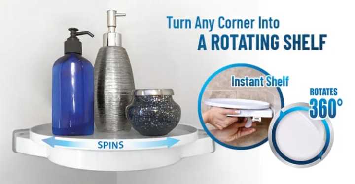 360 Degree Rotating Shelf No Need To Punch Corner Shelf Storage Organizer