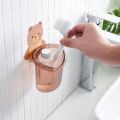 Teddy Bear Tooth Brush Holder for Bathroom Wall Mounted Self Adhesive Tooth Paste Brush Stand for Wash Basin Plastic. 