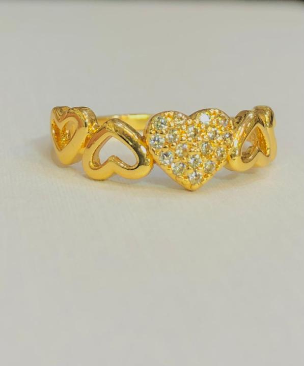 Gold Plated Heart Design Ring with Dazzling Stones | Stylish Women’s ...
