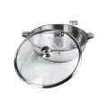 Stainless Steel Hot Pot 24cm Diameter with Glass Lid 3.1 Litre. 