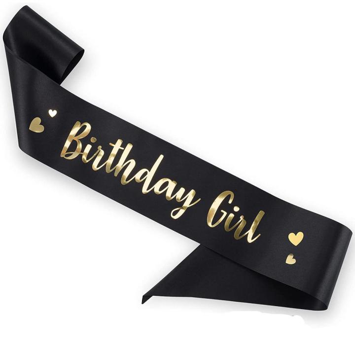 Birthday Girl Slash in Black and Golden Banner For Birthday Party