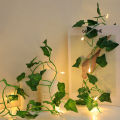 Green Leaf Garland String Lights,[ pack of 1 / 6 / 12 ] Vine Fairy Lights with Blinking Feature for Bedroom, Wedding, Home Decor - Battery Operated, Wall Garden Stairway Decorative Lighting with Switch Control - Artificial Floral Theme  (battery included). 