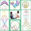 Rainbow Straw Constructor Stem Building Blocks Toys For Kids 220pcs And 110pcs Interlocking Plastic Educational Toys Engineering Building Blocks Assembly Straw Blocks for Boys & Girls. 