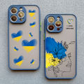 Solitary waves Ukraine Map Flag Love Heart Pattern Phone Case For iphone 15 14 11 12 13 Pro Max Mini X XS XR 7 8 Plus SE2 Blue Shockproof Cover. 