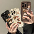 Painted Bear for Samsung A32 Phone case A21S Stereo Coffee A51 Creative Cartoon Protective Cover. 
