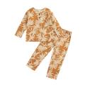 Baby Boy Girl Trousers Suit Autumn Leaves Print Long-sleeved T-shirt Trousers Two-piece Suit. 