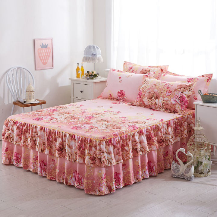 Korean version of the princess style double bed skirt aloe vera cotton
