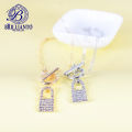 2 Pcs Crystal Lock and Key Necklace Pendant for Girls Golden Shiny Stylish Long lock Chain For Girls lock locket. 