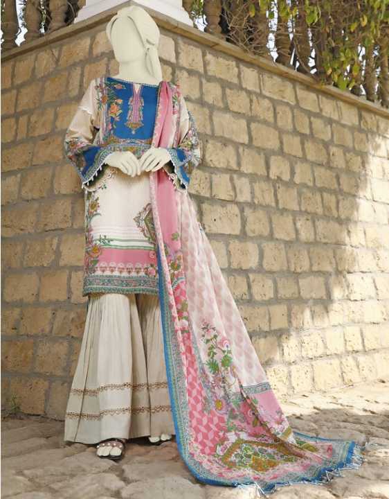 Anrakha patten suit With pant and chiffon dupatta