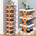 5 Layer Multi-Functional Rack Versatile Stackable Organizer for Shoe Racks, Lounge Portable Shelves- X Shape Rack, Ideal for Home Storage & Closet Shoe Shelf, Space-Saving Plastic Shoes Rack, Multipurpose Shoe Stand, Storage Tower Shelf for Entryway Racks. 