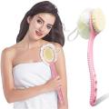 High Quality Bath Sponge 2 IN 1 Long Handle Bath Body Brush with Soft Loofah Bristles Back Scrubber with Curved Long Handled Shower Brush for Wet or Dry Bath Shower Sponge Back Scrubber Brush. 