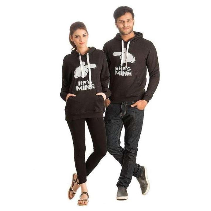 Pack of 2 couple printed hoodie for womens both