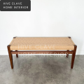 Cotton Cord Mid Century Bench in Diyar Wood. 