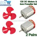2 Pairs 3V RS-140 DC Motors Plus 6cm Plastic Fan Propellers Set for DIY Projects. 