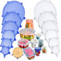 6Pcs Universal Food Cover Silicone Stretchable Lids For Cookware Reusable Stretch Lids organizer covers for pots bowls cups glass fruits. 