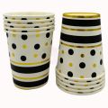 BLACK GOLDEN DOT PAPER CUPS - PACK OF 10 PAPER CUPS - BLACK GOLDEN THEME PAPER CUPS. 