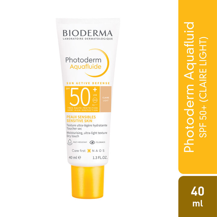 Bioderma Photoderm Aqua Fluid 40ml with SPF-50+ (Claire Light) - Very High UVA/UVB Protection for Lightweight, Even-Toned Sun Protection