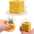 Pop up Funny Mouse and Cheese Block Squeeze Anti-stress Toy Hide and Seek Figures Stress Relief Fidget Toys for Kids Adult. 