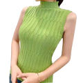 bellylady Women Summer Knitted Tank Top Solid Color Half Turtleneck Slim Fit Tops Multi-color Sleeveless Vest. 