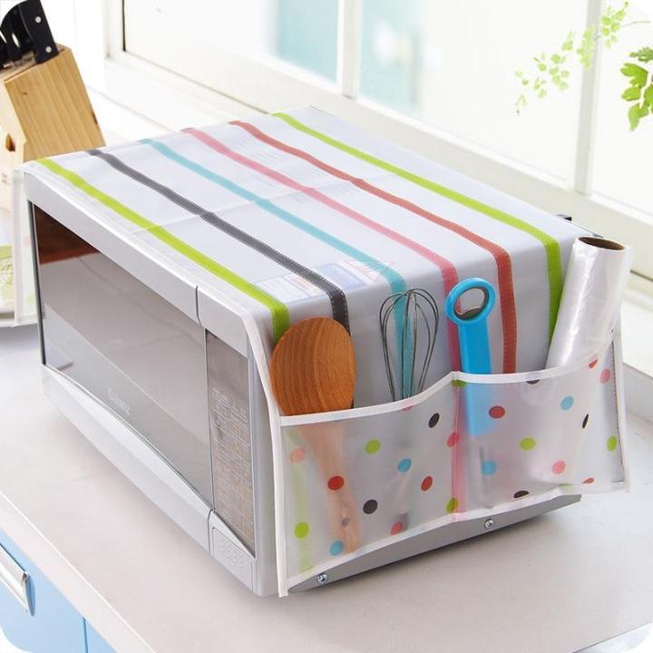 Microwave Oven Cover Kitchen Oil Dust Waterproof Double Pockets Kitchen Accessories Supplies Home Decoration