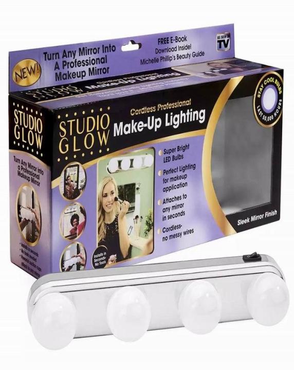 Studio%20Glow%20Makeup%20Amazing%20Lights%20Vanity%20Make%20Up%20Light%20Four%20LED%20Bulb%20Lamp%20Super%20Bright%20Portable%20Cosmetic%20Mirror%20Light%20-%20Image%204