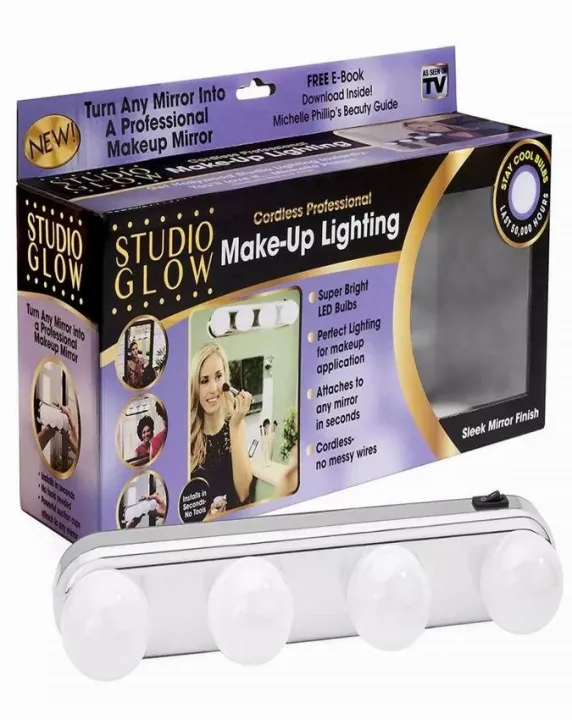 Studio%20Glow%20Makeup%20Amazing%20Lights%20Vanity%20Make%20Up%20Light%20Four%20LED%20Bulb%20Lamp%20Super%20Bright%20Portable%20Cosmetic%20Mirror%20Light%20-%20Image%204