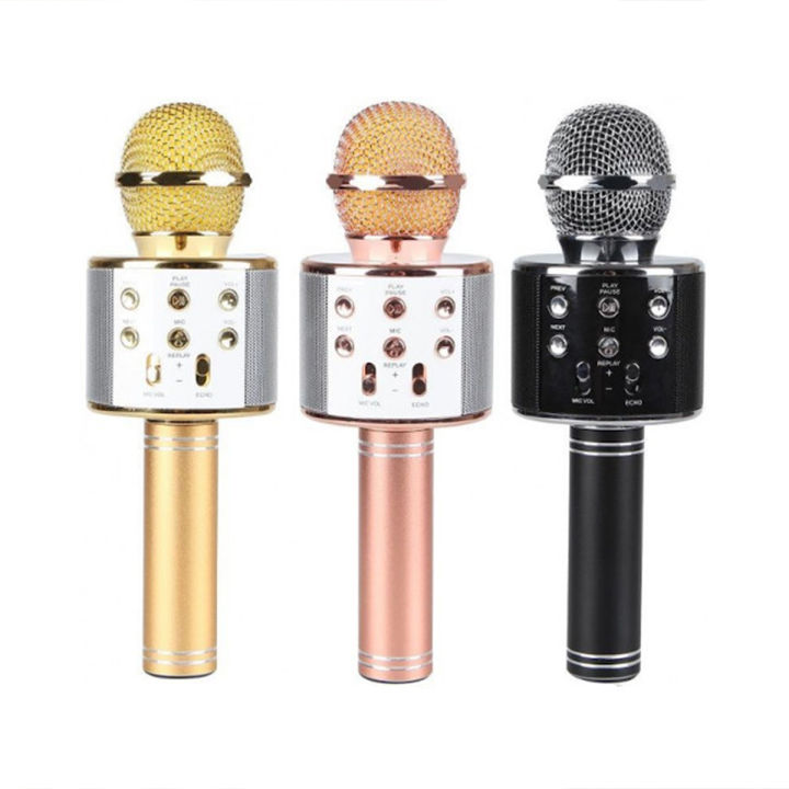 WS 858 Portable Wireless Bluetooth Karaoke Microphone Speaker - Rechargeable, High Sound, Multi-Function