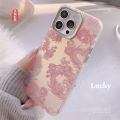 Moonlight Cartoon laser pink dragon relif 3D cute shockproof happy new year phone case for iphone 11 12 promax 13 14 15 pro max plus cover. 
