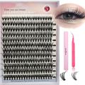 D Curl DIY Eyelash Extension Kit Black 9-16mm Natural Look Cluster Lash Individual Lashes for Self Application at Home. 