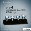 Set of 4 Blue Diamante Napkin Rings  - Premier Home - SKU 8855119. 