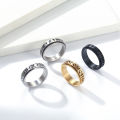 5.8mm Stainless Steel Ring Gold Black Ancient Silver Hollow Out Lun Rune Viking Text Rotatable Stainless Steel Ring finger rings. 