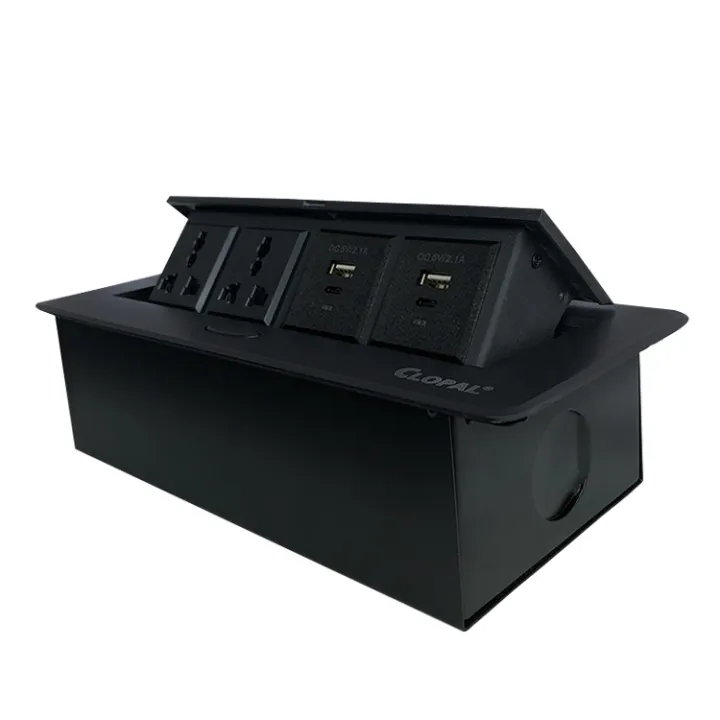 Technology%20Box,%20Conference%20Black%20Table%20Connectivity%20Hydraulic%20Pop%20Up%20Box%20Power%20Center%20with%20Multi%20Sockets%20&%20USB%20Charging%20-%20Image%203