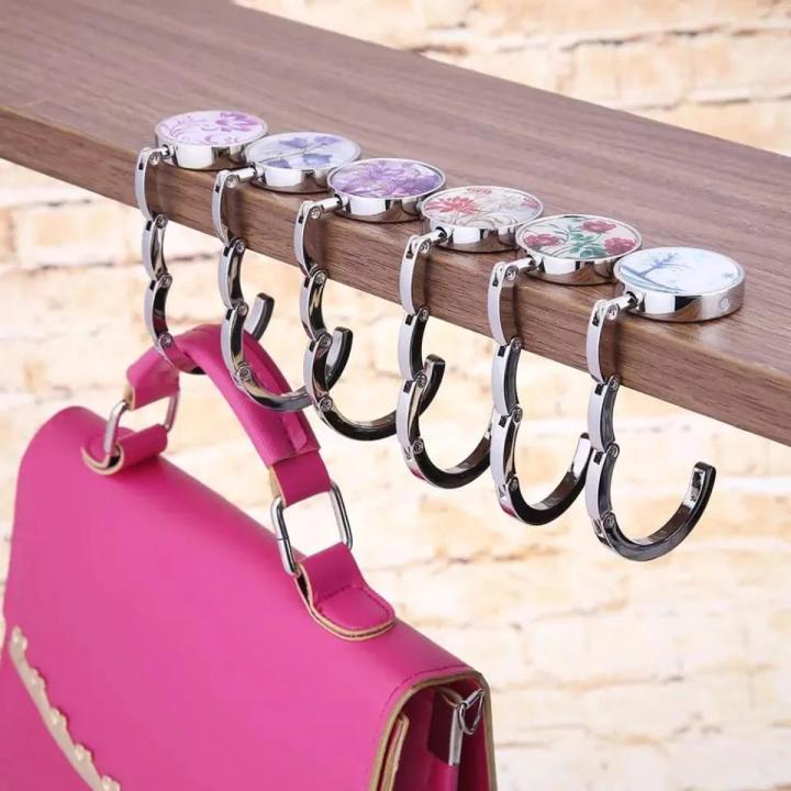 PORTABLE FOLDING BAG HOOK HANGER PURSE HANDBAG HOLDERS FOLDABLE TABLE HOOK WOMEN HANDBAG ORGANIZER ACCESSORIES EACH MIX
