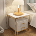 Luxury Two Drawer Side Table - Modern Bedside Table with Serving and Nesting Capabilities, Wooden Accent End Table. 