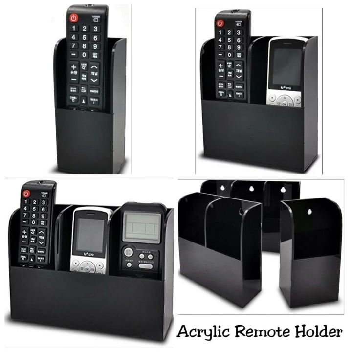 Black%20Acrylic%20TV%20AC%20Remote%20Control%20Holder%203%20Compartments%20-%20Image%203